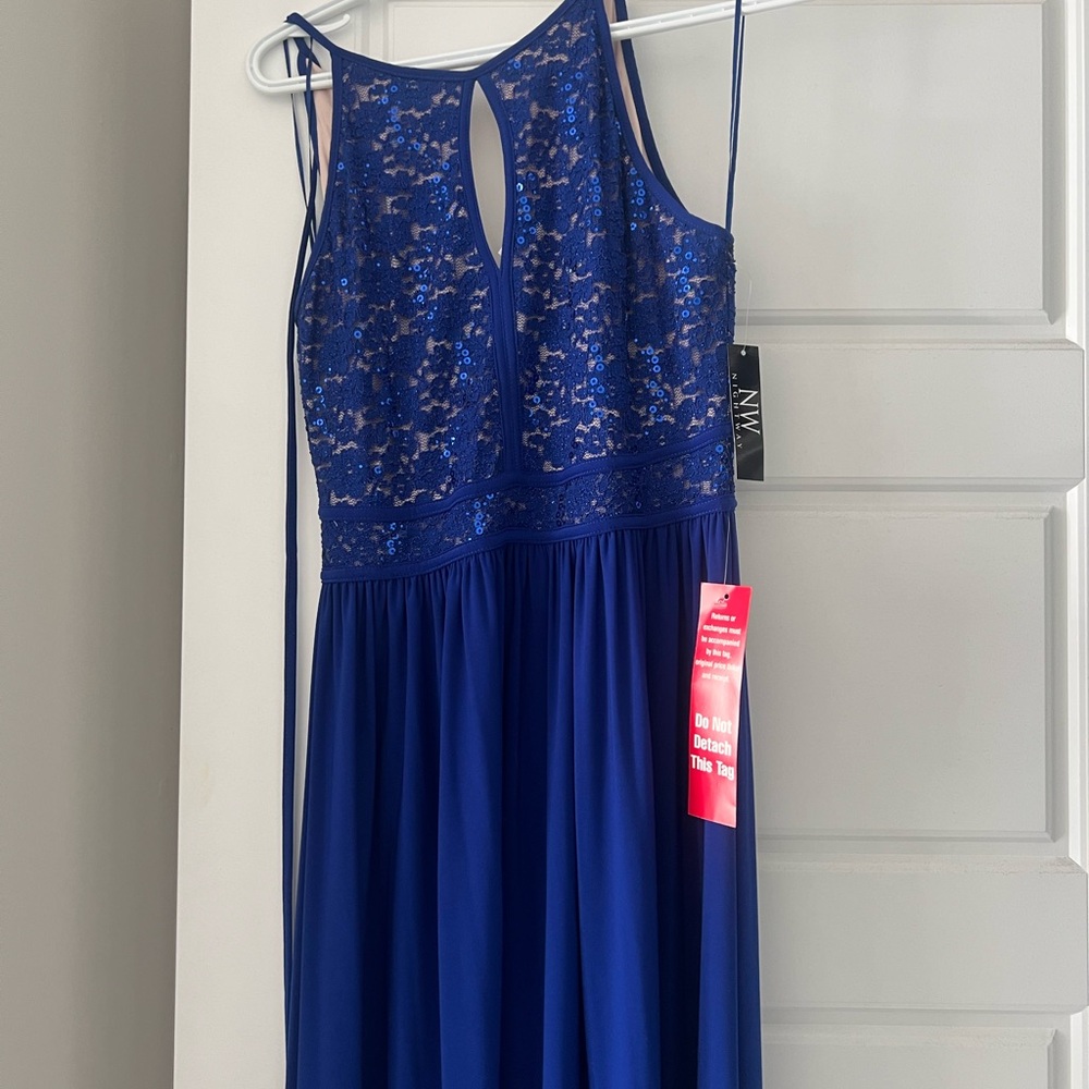 Elegant Blue Lace Dress